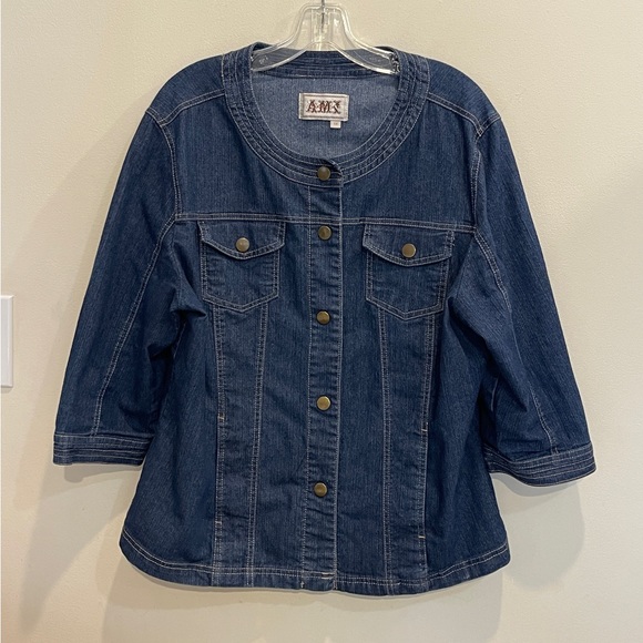 AMX Jean Jacket 3/4 Sleeve with Snaps  Plus - Picture 1 of 9